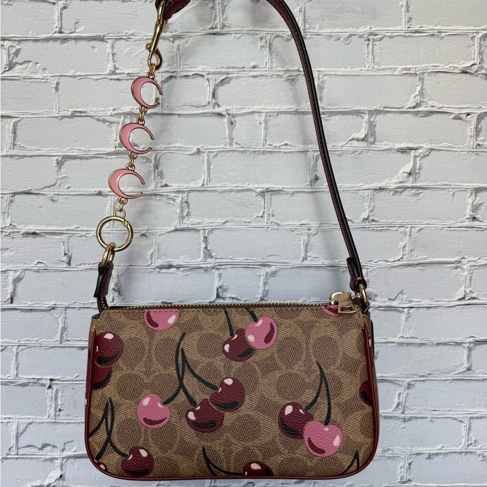 NWT Coach Nolita 19 Cherry Print Tan/Gold Graduation Gift Set+One Chain Extender - Picture 7 of 15